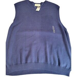 NEW Eddie Bauer Navy Sweater Vest Mens XLarge Cotton Hipster Classic Office